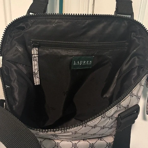 Ralph Lauren Gray Monogram Tote with Black Web Straps - Picture 13 of 13